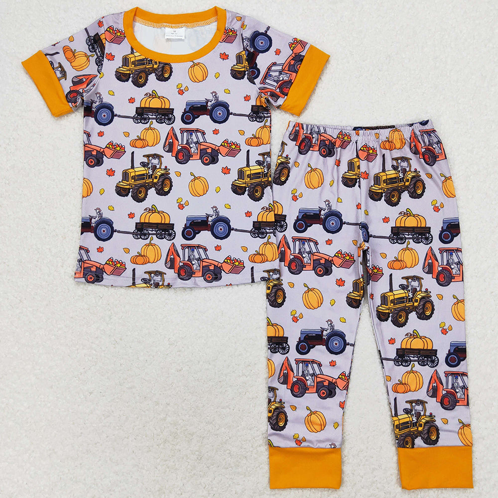 Baby Boys Pajamas Halloween Pumpkin Digger Tops Pants Pajamas Sleepwear Sets BSPO0422