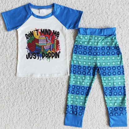 Fashion Kids Clothes Boys Outfits Just Popping Boys Clothing Short Sleeve Pants Sets E10-29