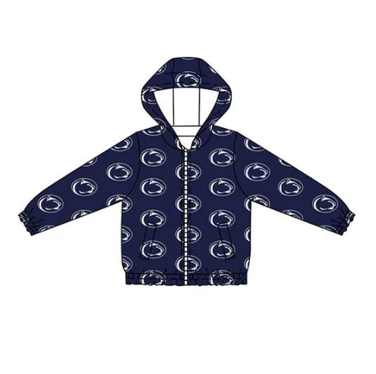 Preorder (moq 5)Baby Boys Navy Long Sleeves Leopards Plaid Hoodies Cardigan Jackets Top 7.25