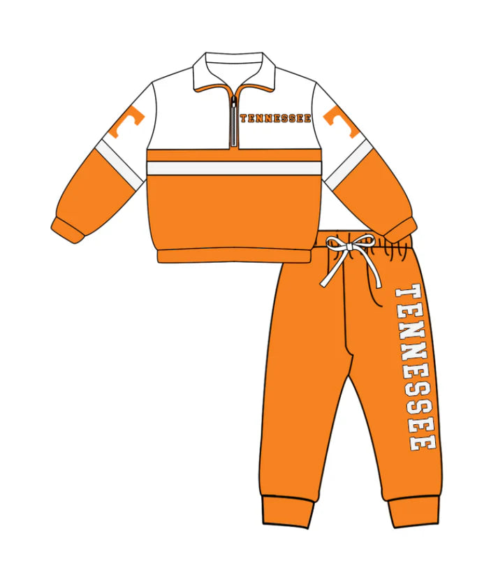 Preorder (moq 5)Baby Boys Tennessee Zipper Pullover Jogger Pants Team Clothes Set 1.6
