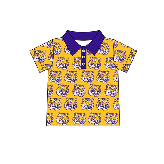 Preorder(moq 5)Baby Boys Yellow LSU Tigers Team Short Sleeve Tee Pullovers Shirts Tops 7.23