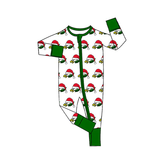 Preorder(moq 5)Baby Infant Eagle Team Christmas Zipper Footie Rompers 8.11