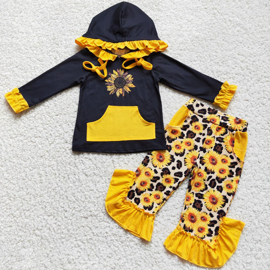 Sunflower Print Baby Girls Clothes Hoodies Sets 6 A8-28