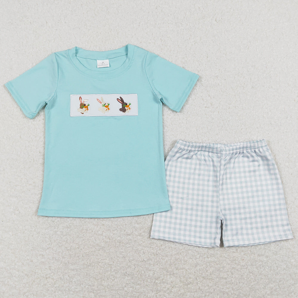 Boutique Baby Boys Clothes Easter Bunny Rabbit Embroidery Outfits BSSO0414