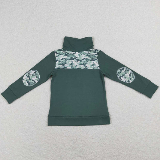 Baby Boys Clothes Top Green Camo Dinosaur Zip Pullovers Tops BT0381