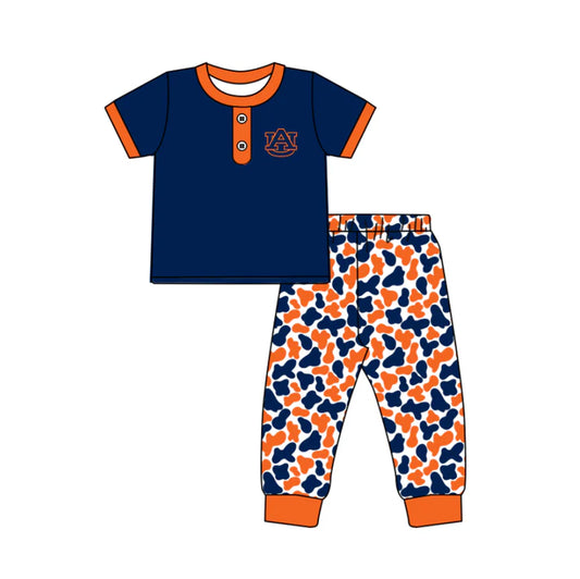 Preorder (moq 5)Baby Boys Navy AU Button Top Camo Pants Team Clothes Sets 11.25