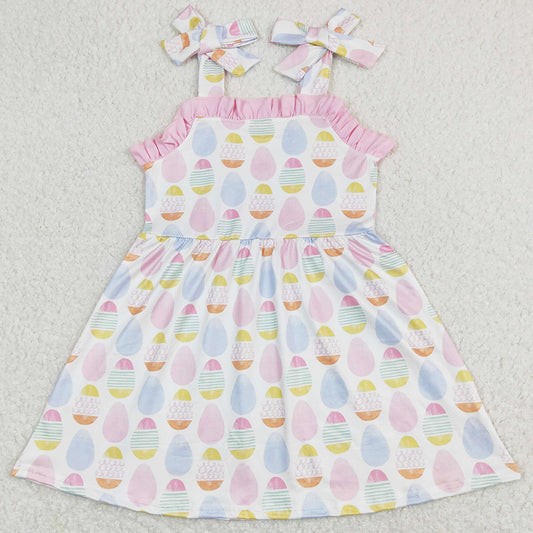 Baby Girls Dress Pink Ruffle Easter Straps Knee Length Dresses GSD0754