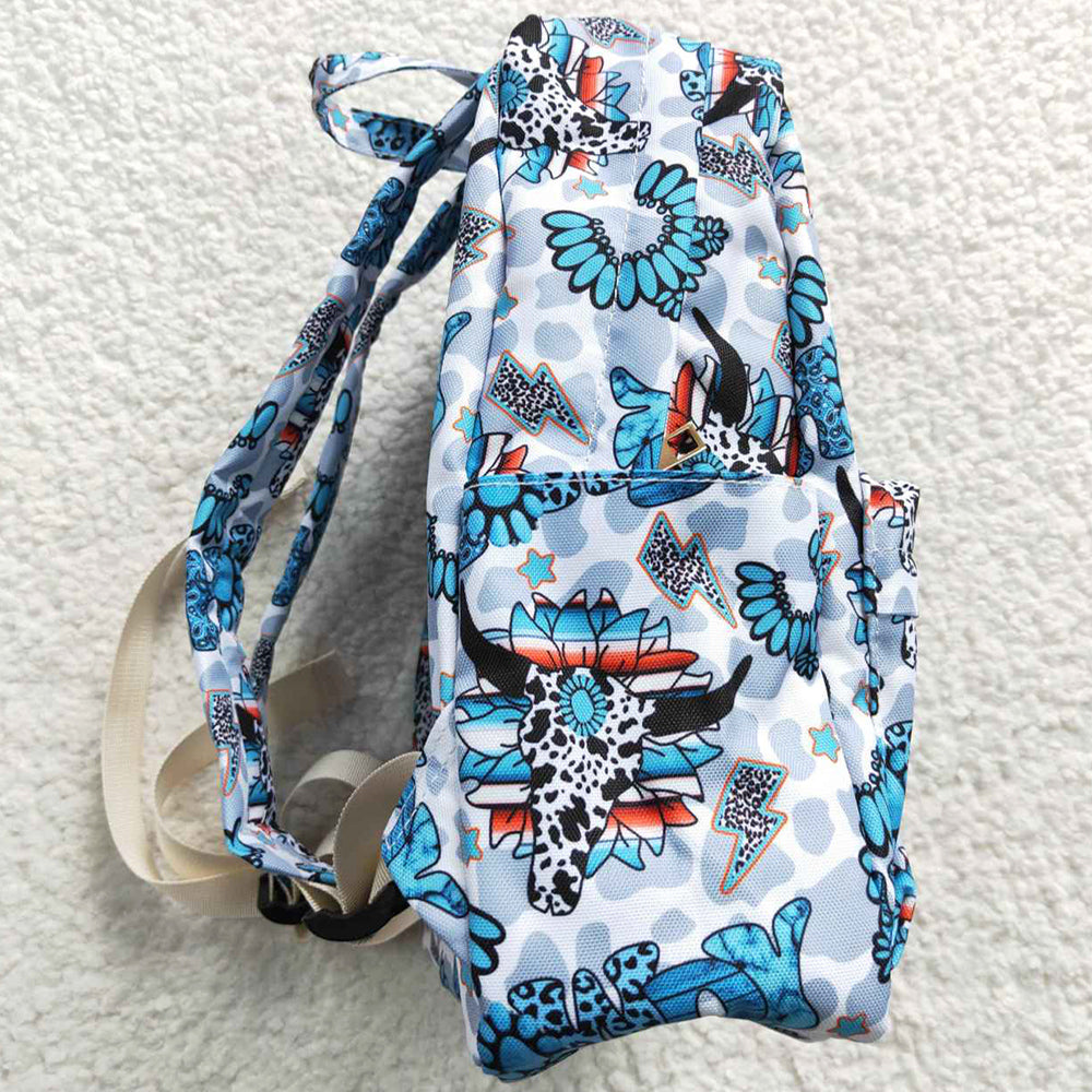 Baby Kids Backpacks Howdy Cow Turquoise Print Western Bags BA0076