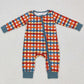 Baby Infant Kids Boys Rompers Thanksgiving Plaid Brown Zip Rompers LR0622