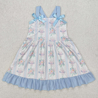 Baby Girls Dress Flowers Cakes Straps Bows Knee Length Dresses GSD1946 3.10