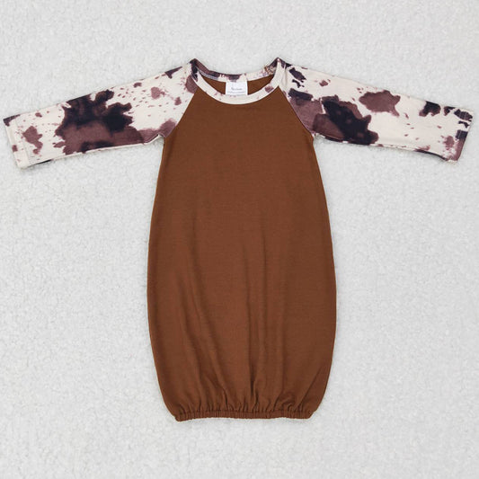 Boutique Baby Newborn Girls Brown Long Sleeve Gowns(Need choose hats if you need) NB0023