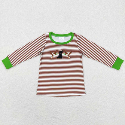 Baby Children Kids Clothes Tops Duck Stripes Sibling Embroidery Tee Shirts GT0367