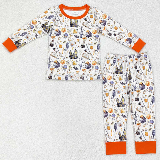 Baby Girls Pajamas Halloween Magic Long Sleeve Top Ruffle Pants Kids SIbling Clothes Boys Sets GLP1172