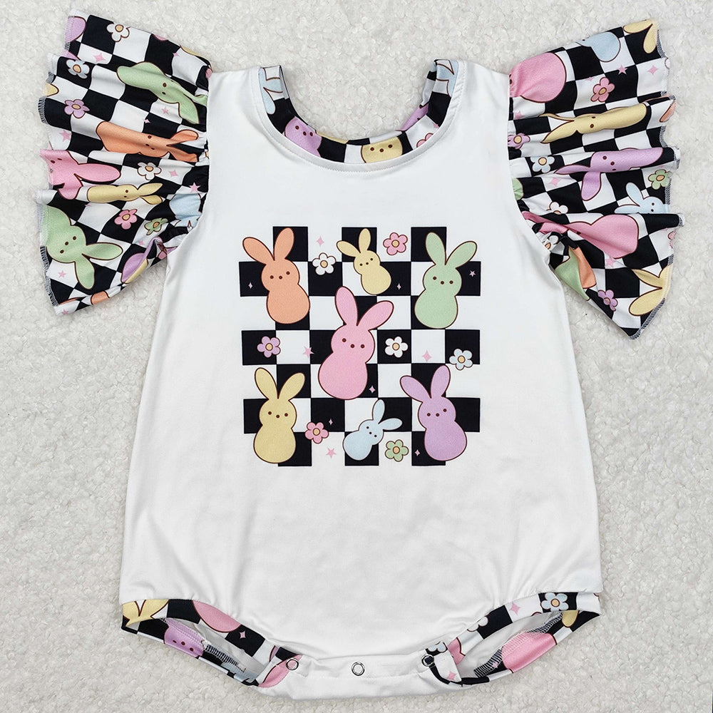 Baby Infant Girls Rompers Easter Checkered Rabbits Rompers SR2227