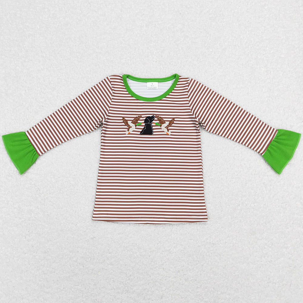 Baby Children Kids Clothes Tops Duck Stripes Sibling Embroidery Tee Shirts GT0367