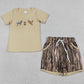 Baby Boys Clothes Embroidery Dog Ducks Deer Top Olive Camo Pockets Shorts Hunting Sets BSSO1927