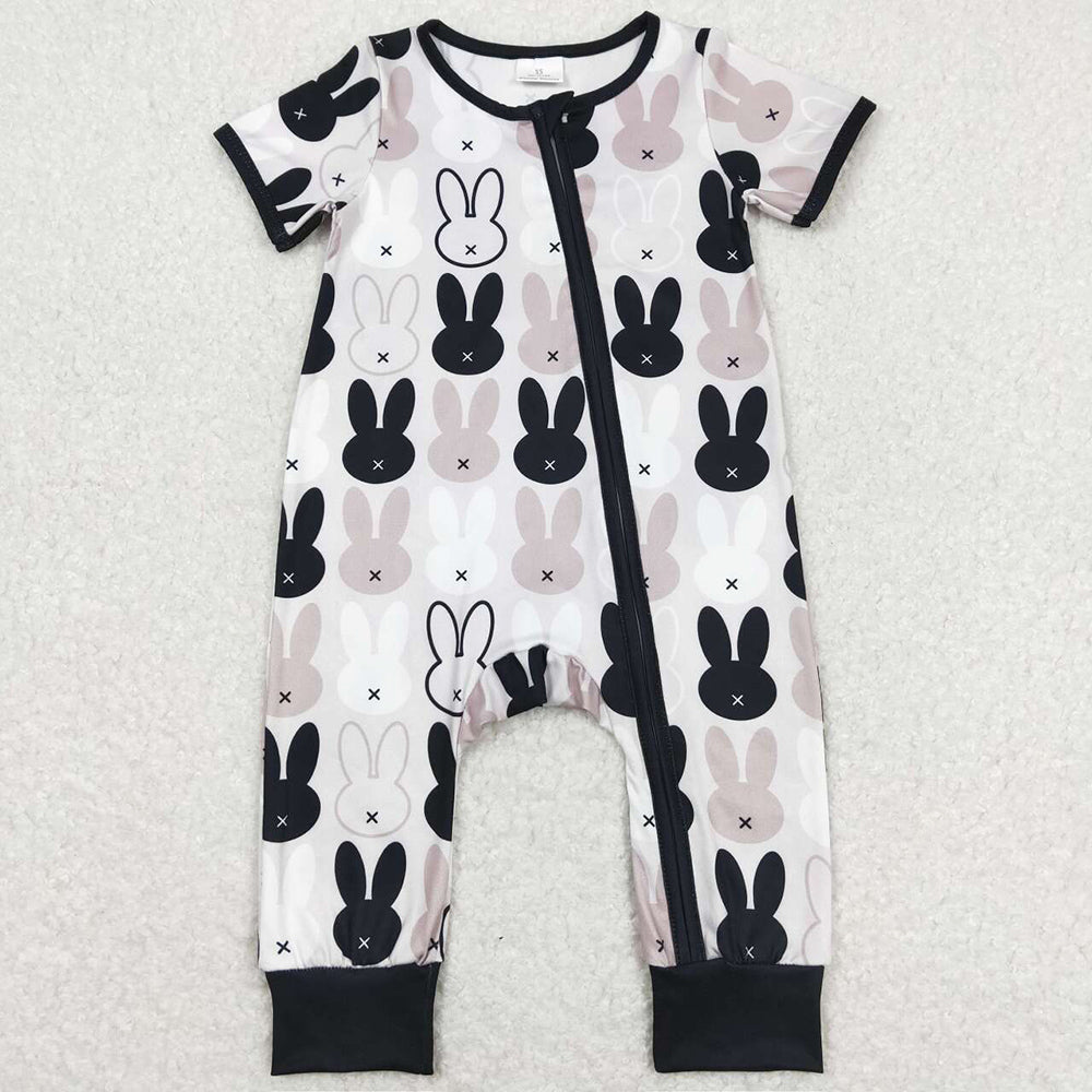 Baby Infant Kids Romper Easter Black Rabbits Zip Rompers SR1012