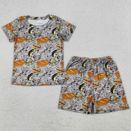 Baby Boys Clothes Southern Camo Fishing Top Shorts Hunting Pajamas Clothes Sets BSSO1920