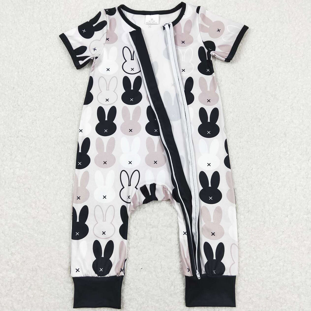 Baby Infant Kids Romper Easter Black Rabbits Zip Rompers SR1012