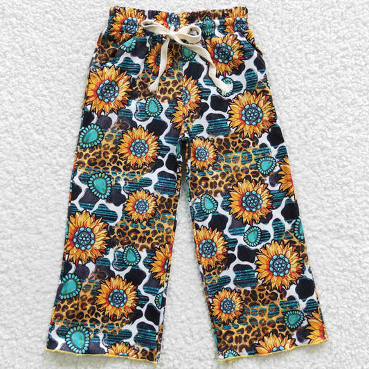 Boutique Baby Girls Pants Sunflowers Elastic Bottom Pants P0138