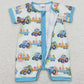 Baby Infant Boys Rompers Easter Rabbit Tractor Zip Short Sleeve Rompers SR0883