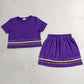 Baby Girls Clothes Purple Short Sleeve Stripe Top Skirt Short Slouchy Clothes Sets GSD3944
