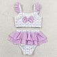Baby Girls Swimsuits Flowers Stripe Back Bows Top Bummies 2 Piece Swimsuits S0644