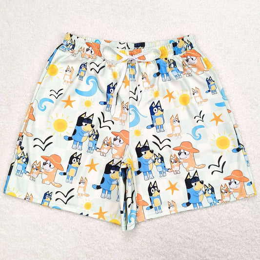 Adult Man Trunks Dogs Family Starfish Bottom Swim Trunk Shorts Swimsuit S0360