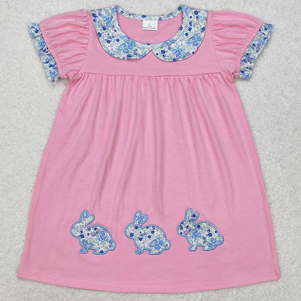 Baby Girls Dress Pink Rabbits Easter Knee Length Dresses GSD1615