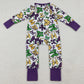 Baby Girls Rompers Mardi Gras Bows Masks Zipper Footie Rompers LR2678 10.3