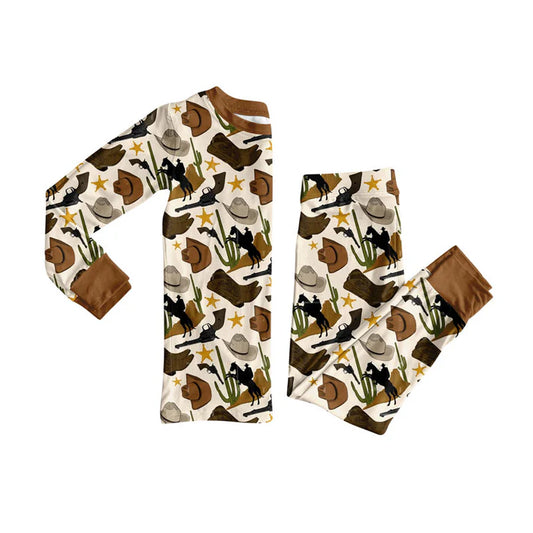 Preorder (moq 8)Baby Boys Hats Horse Rodeos Top Pants Western Pajamas Sets 9.11