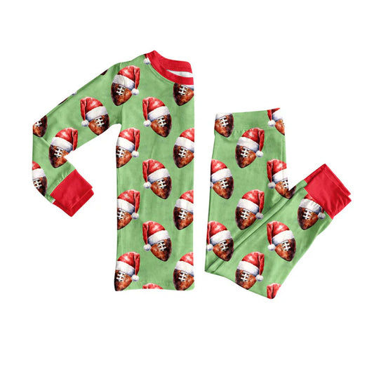 Preorder (moq 8)Baby Boys Hats Footballs Top Pants Team Christmas Pajamas Sets 9.17