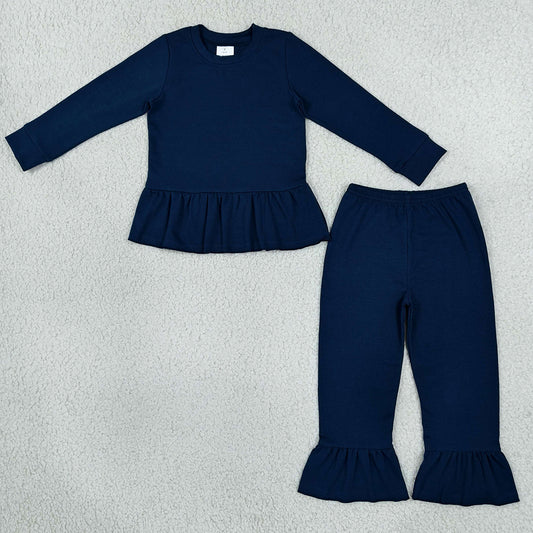 Baby Girls Clothes Navy Long Sleeve Tunic Ruffle Pant Clothes Set GLP3750