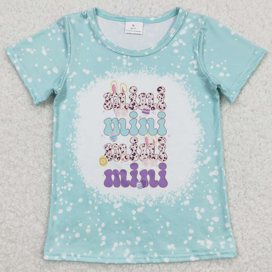 Baby Girls Clothes Shirts Easter Mini Blue Short Sleeve Tee Shirts Tops GT0448