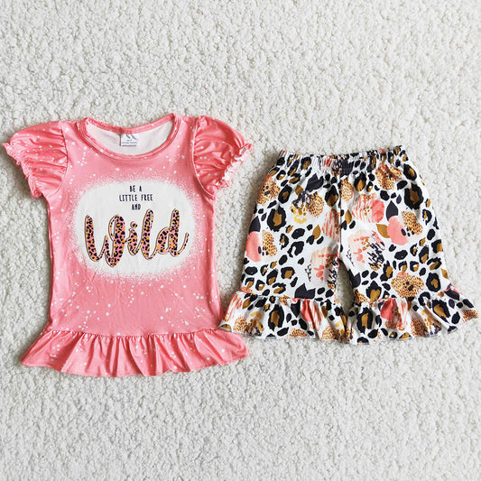 Boutique Baby Girls Clothing Flower Printed Cute Little Girls Summer Clothes Set D12-18
