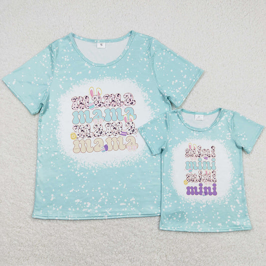 Mommy & Me Girls Mama Adult Easter Mini Blue Short Sleeve Tee Shirts Tops GT0448 GT0449