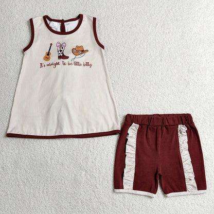 Baby Boys Clothes Boots Hat Guitar Top Stripe Pockets Shorts Western Clothes Sets BSSO1578 GSSO2763