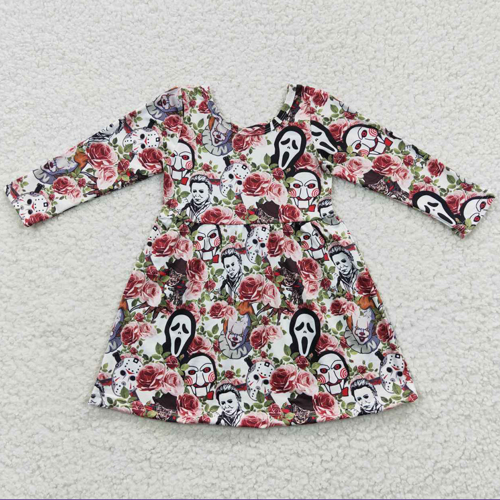 Baby Girls Dress Halloween Flowers Knee Length Dresses GLD0191