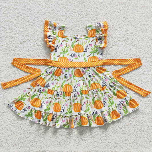 Cute Baby Girls Dress Pumpkin Print Boutique Girls Dresses D6-20