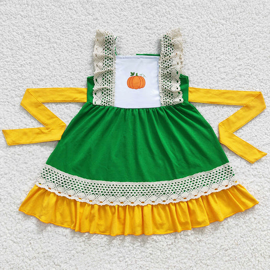 Halloween Girls Dress Pumpkin Print Boutique Dress C9-10