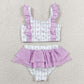 Baby Girls Swimsuits Flowers Stripe Back Bows Top Bummies 2 Piece Swimsuits S0644