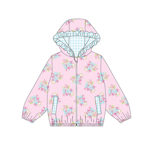 Preorder (moq 5)Baby Girls Hearts Flowers Pockets Zipper Valentine Ruffle Hoodies Top 9.3