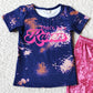 Fashion Baby Girls Clothes Short Sleeve Boutique Velvet Bell Pants Sets A4-22