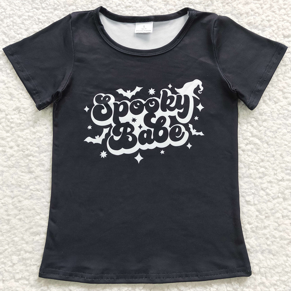 Baby Girls Clothes Spooky Babe Short Sleeve Shirts Tops GT0191