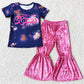 Fashion Baby Girls Clothes Short Sleeve Boutique Velvet Bell Pants Sets A4-22