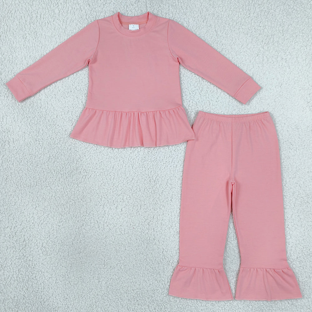 Baby Girls Clothes Peach Long Sleeve Tunic Ruffle Pant Clothes Set GLP3746