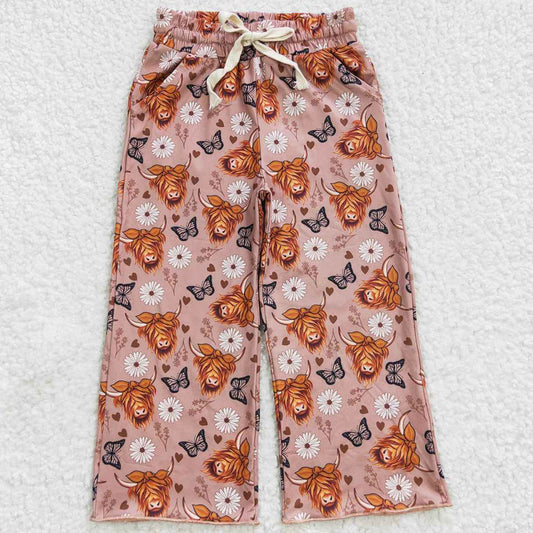 Baby Girls Pants Highland Cow Butterfly Elastic Bottom Pants P0144