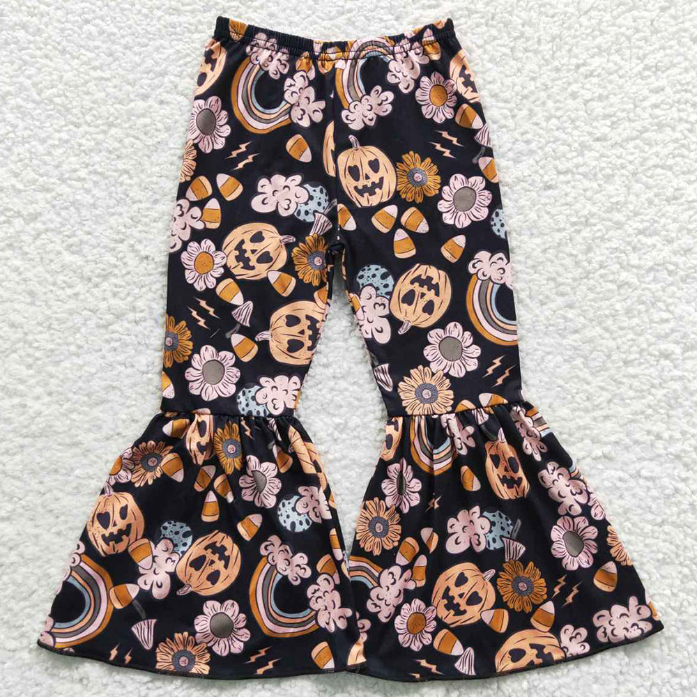 Baby Girls Pants Halloween Pumpkin Bell Bottom Pants P0151