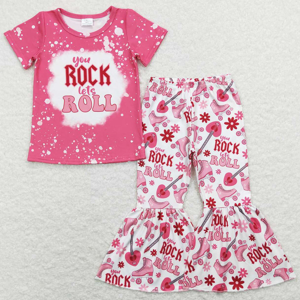 Baby Girls Clothes Short Sleeve Bell Bottom Pants Outfits GSPO1146