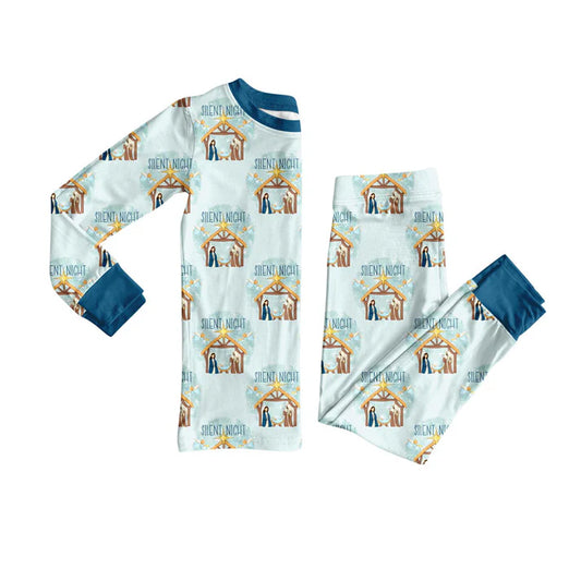 Preorder (moq 8)Baby Boys Nativity Top Pants Team Christmas Pajamas Sets 9.17